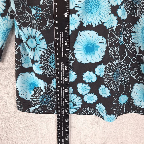 Womens Top Large Black Vintage Y2K 90s Babydoll Dark Floral Whimsigoth Stretch - Picture 4 of 6